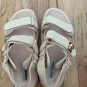Steve Madden Tan Sandals with Gold Accents